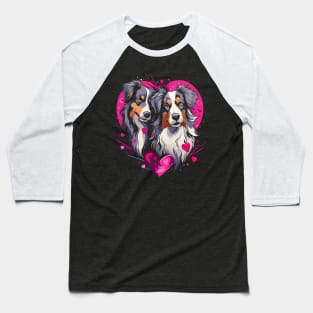 Australian Shepherd Couple Valentine Baseball T-Shirt